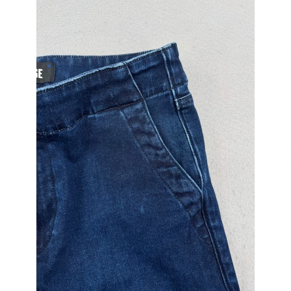 Paige Indio Zip Short Dark Blue Flare Leg Trouser Jeans Womens 27 (30x32) Boho